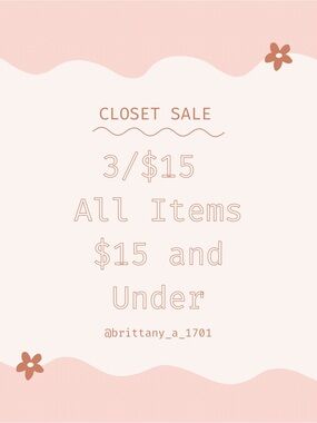 3 for $15 Sale